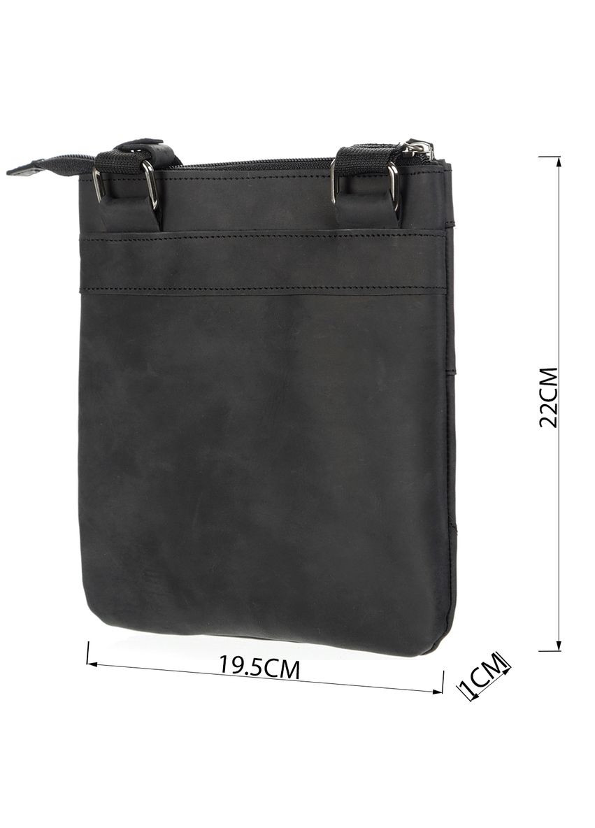 Шкіряна сумка крос боді чоловіча месенджер через плече чорна 11024 Shvigel (329195225)