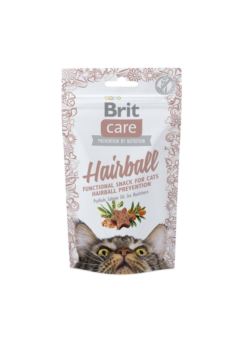 Ласощі для кішок Care Functional Snack Hairball 50 г, для виведення вовни Brit (292260139)