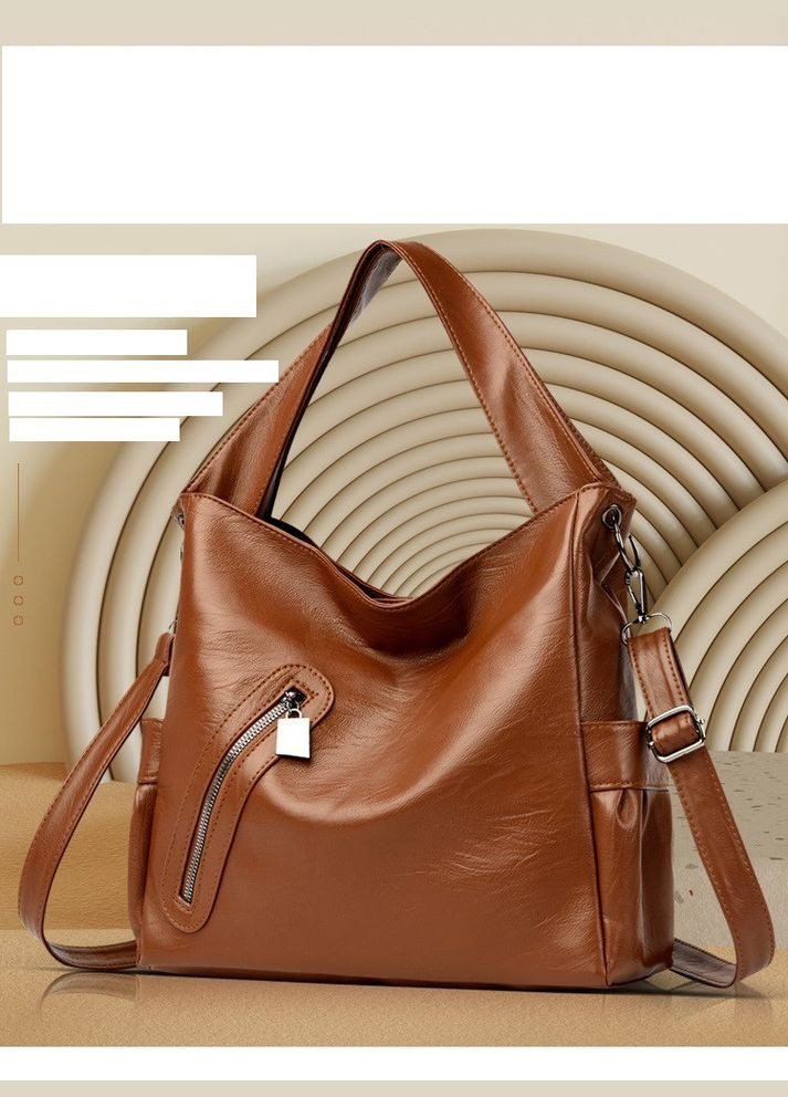 Жіноча сумка коричнева з короткою та довгою ручками КиП (334054920)