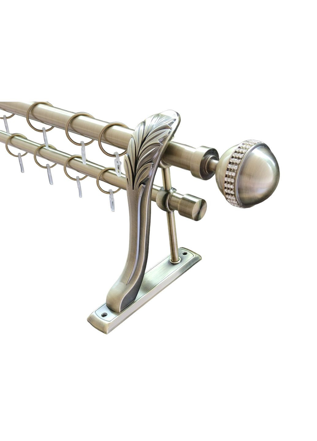 Карниз для штор Авея металевий дворядний ретро гладка труба кільце металеве Антик 25\19 мм 300 см ORVIT (299335155)