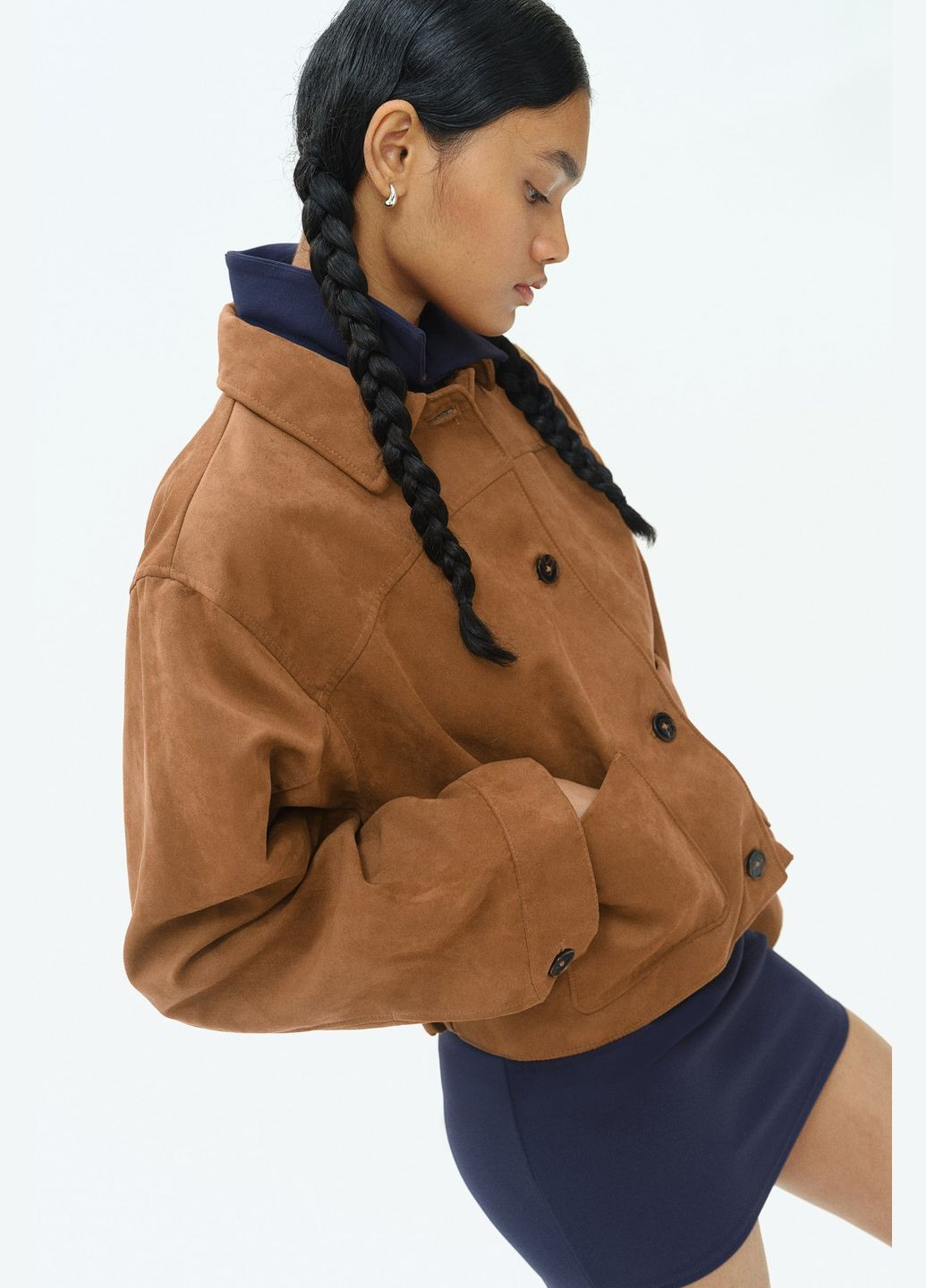 Коричнева демісезонна куртка вільного крою H&M