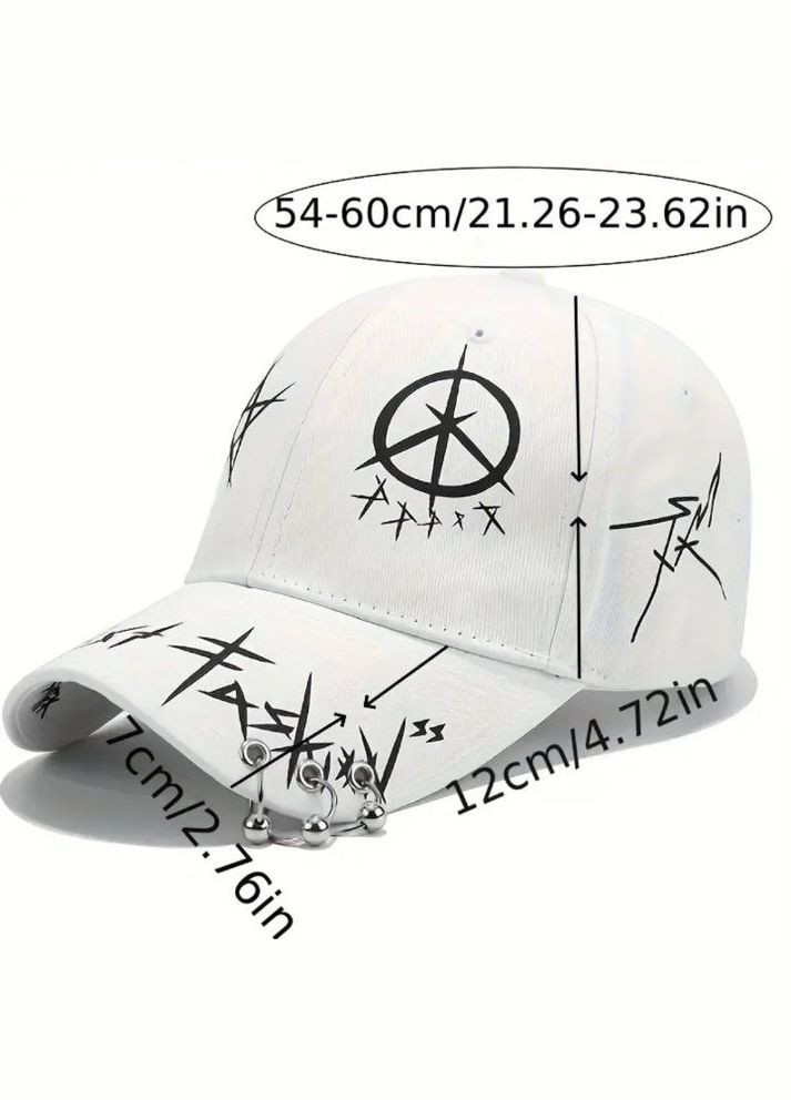 Кепка белая с регулировкой размера с пирсингом кольцами No Brand (332804421)
