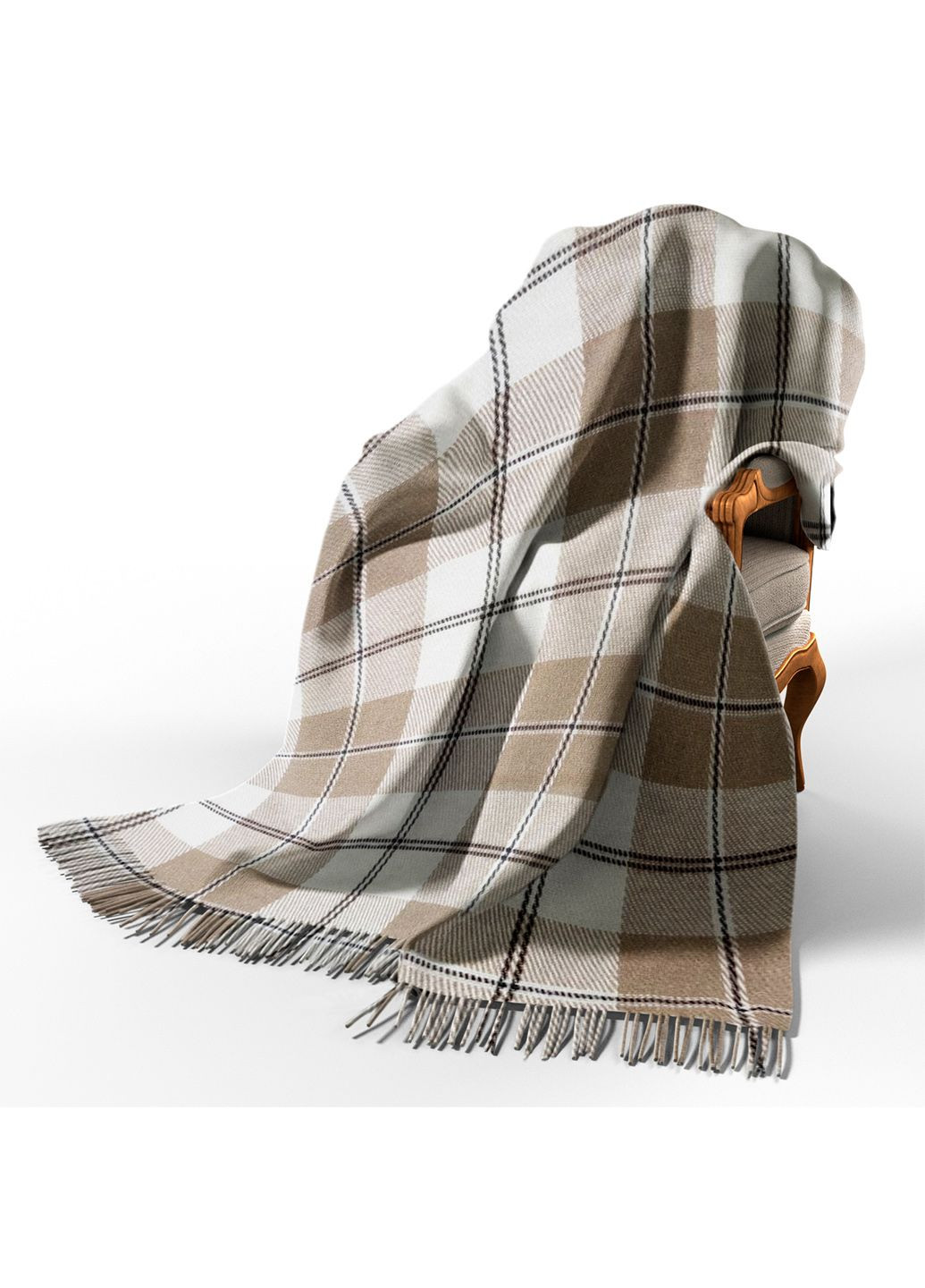 Плед шерстяной Ельф 3 бело-бежево-коричневый 140 x 200 см Love You (334671891)