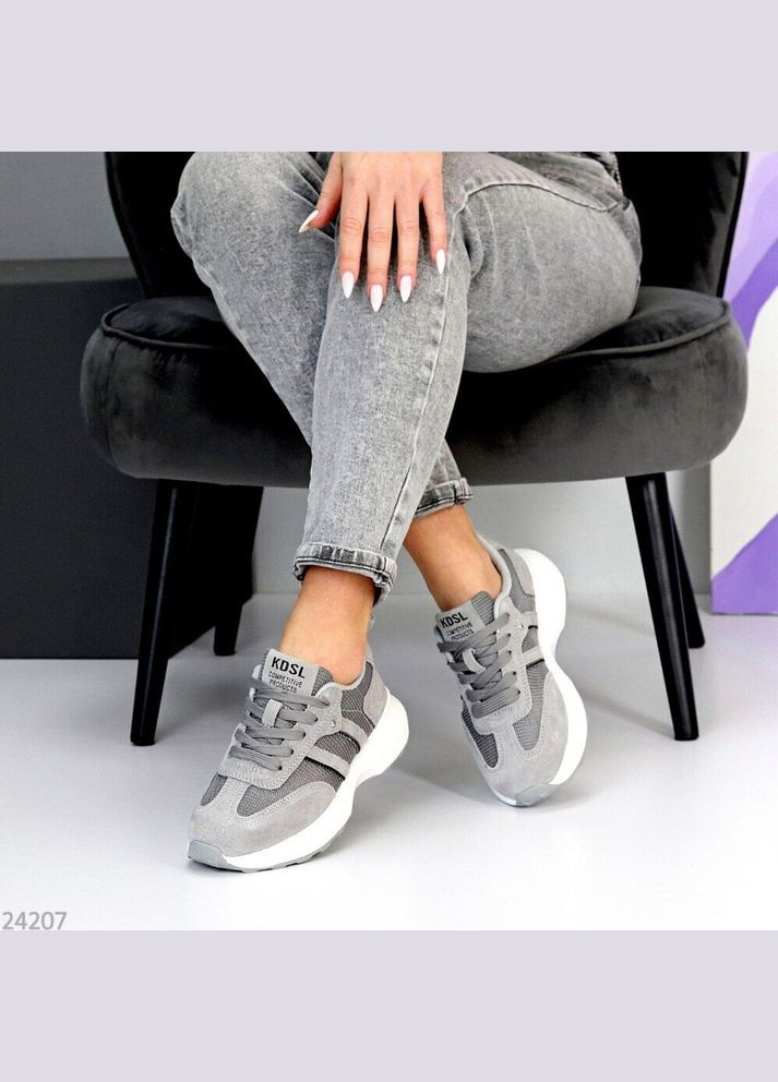 Сірі літні кросівки з перфорацією натур. замш, кросівки, сірі кросівки, кросівки на літо код 24207 KDSL Rih сірі літо (340964188)