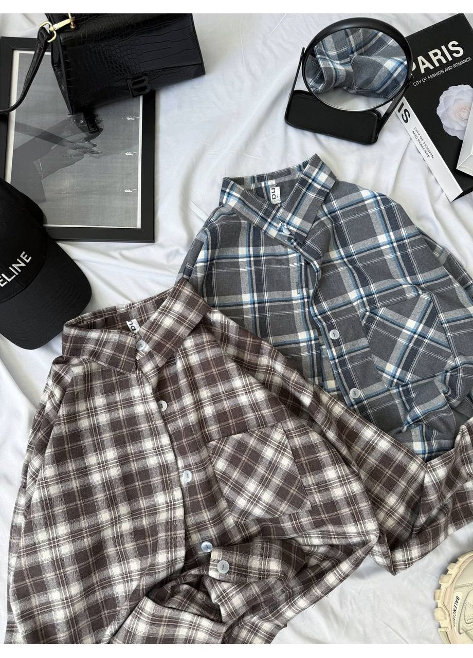 Коричневая повседневный рубашка Україна с длинным рукавом