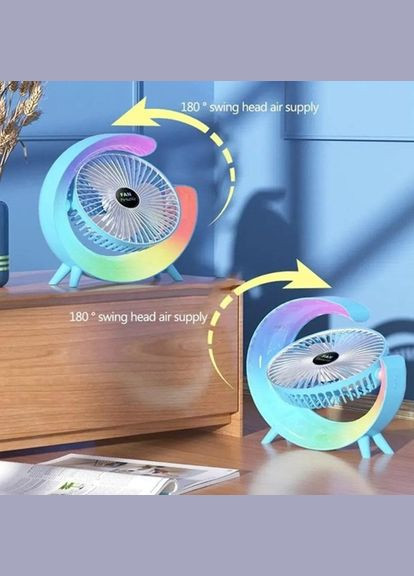 Вентилятор настольный бесшумный с подсветкой RGB Colorful Desktop 19030 голубой Fan (372951610)