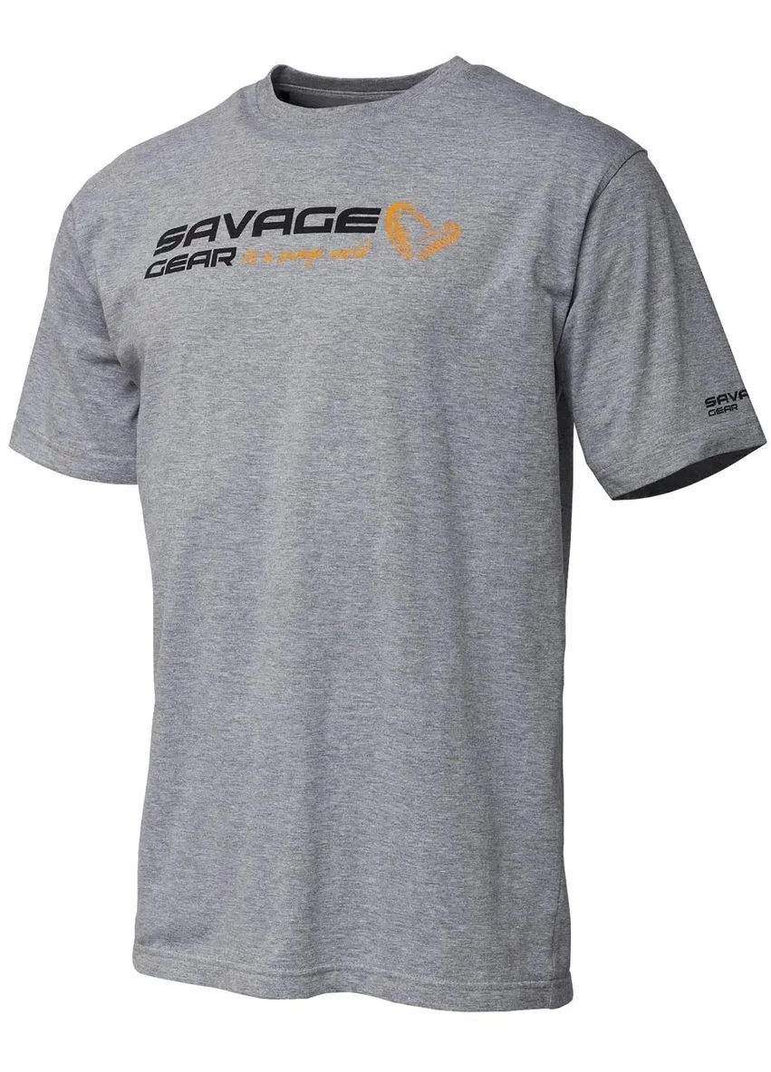 Комбінована футболка signature logo t-shirt grey melange Savage Gear