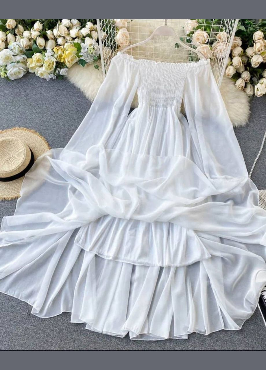 Білий повсякденний, кежуал жіноча біла сукня No Brand однотонна