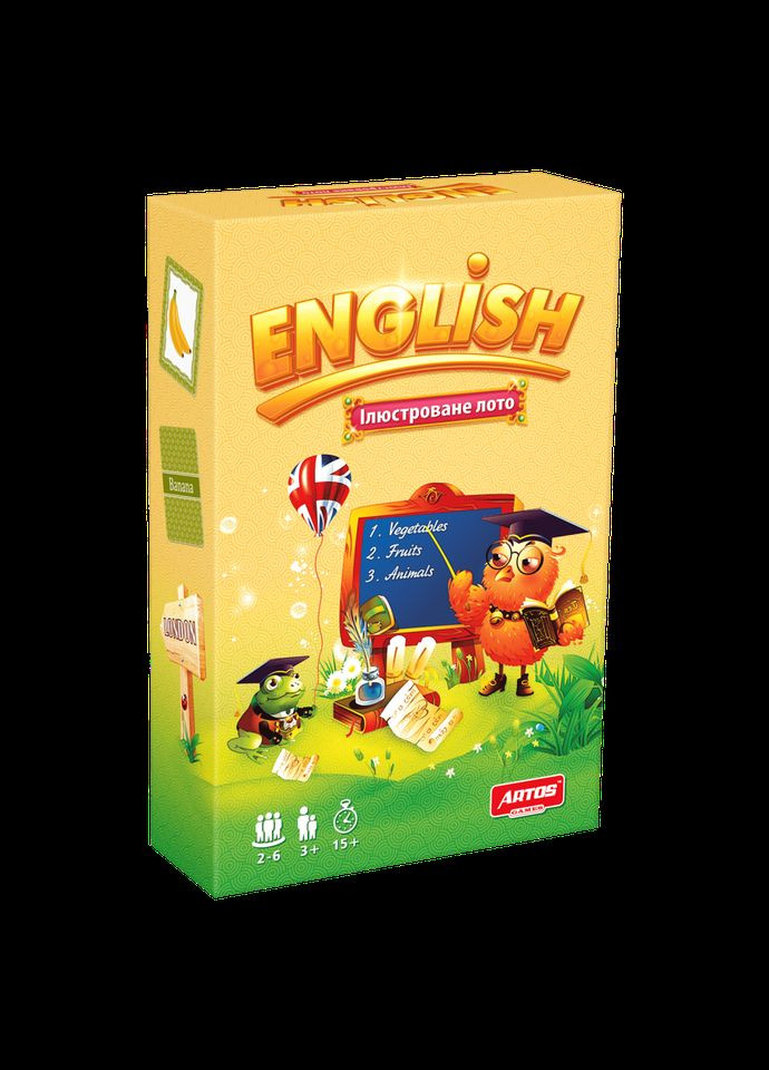Навчальна настільна гра Лото "ENGLISH" 0796 ілюстрована Artos Games (330607540)