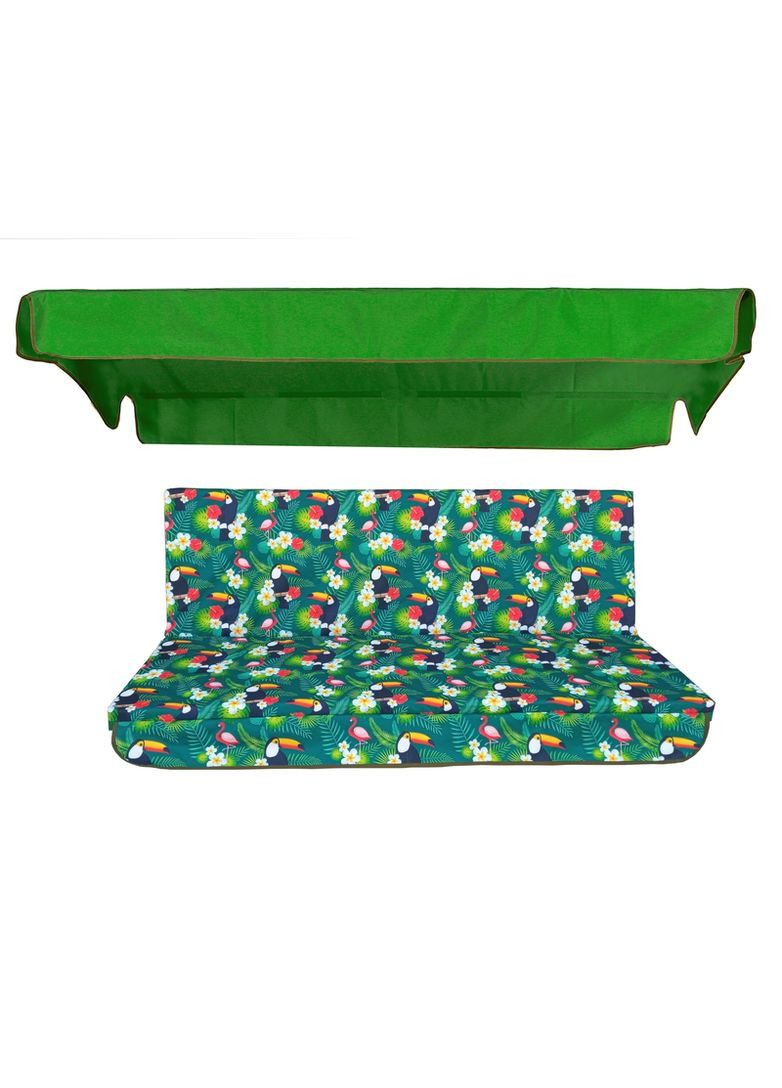 Комплект подушок для гойдалки водовідштовхуючий TOUCAN GREEN 170x110x6 зелений тент 120x200 eGarden (279784252)
