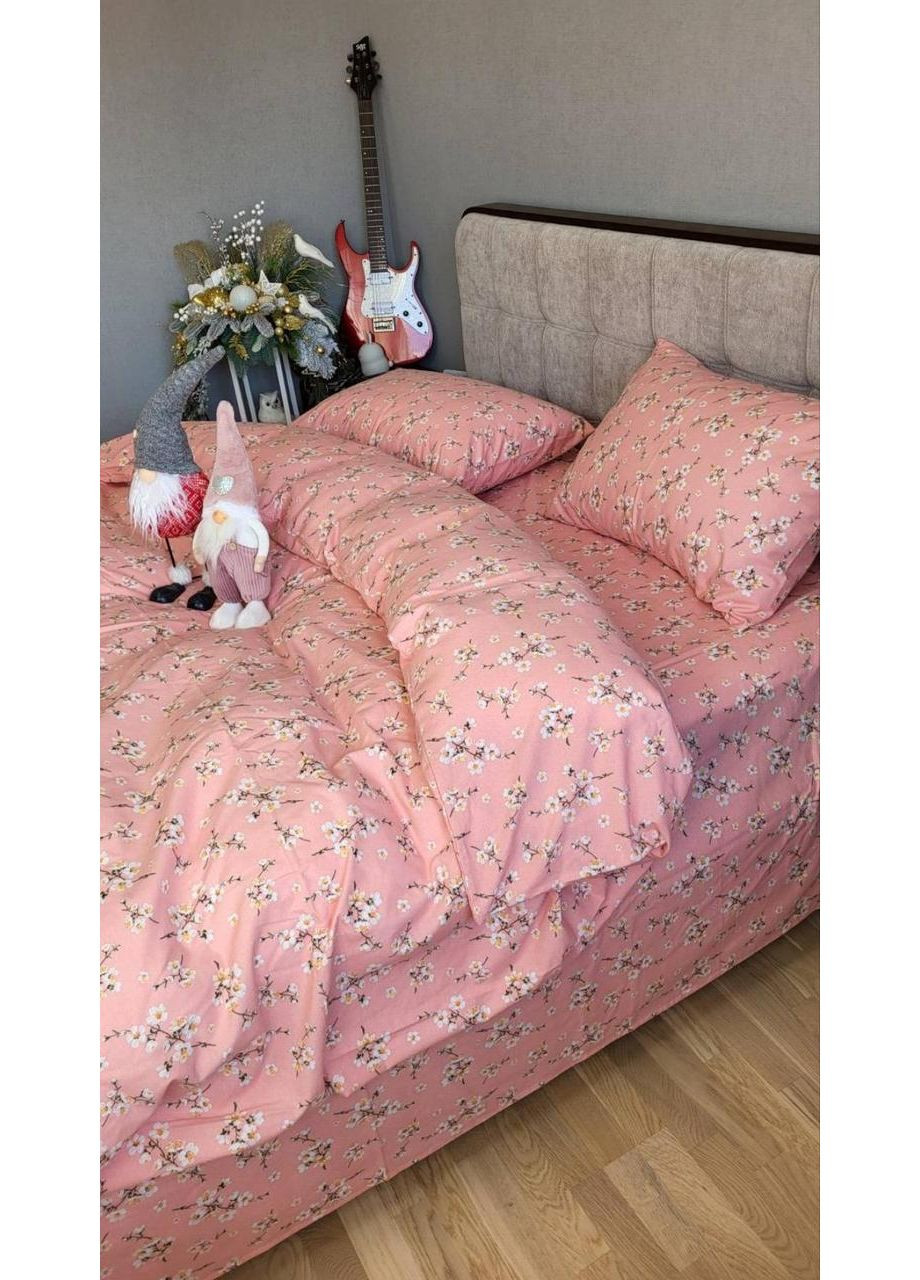 Постельное белье с резинкой Виктория коралл., фланель(байка) Евро размер, наволочки 70/70 No Brand (364220857)