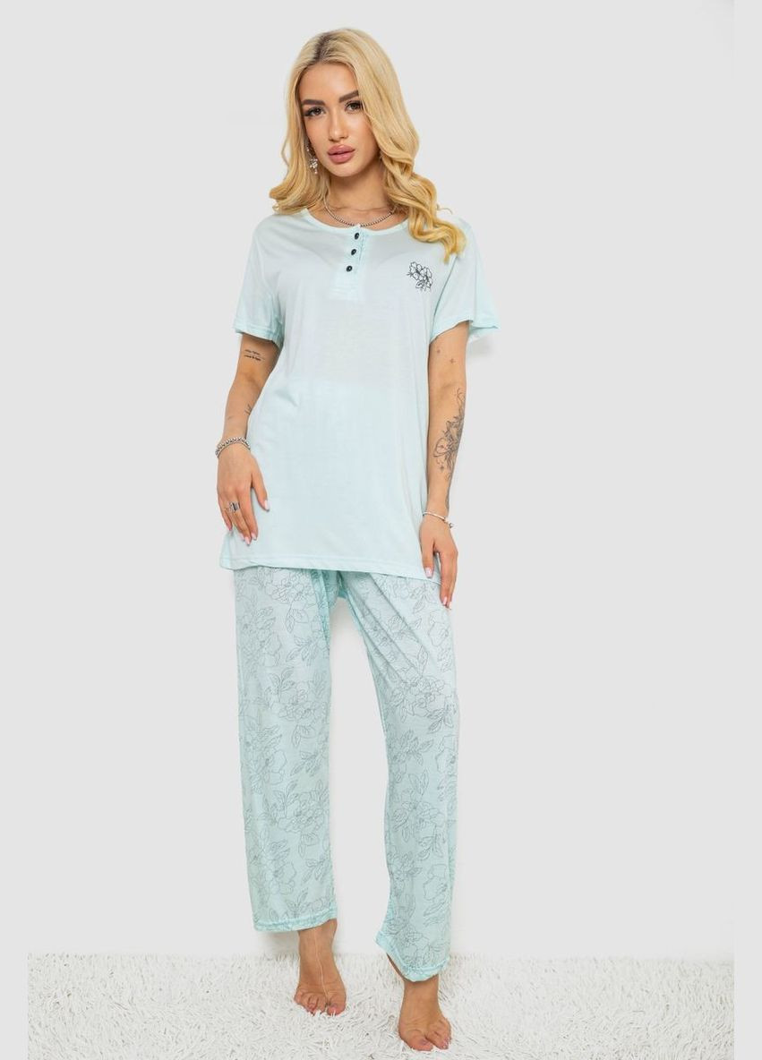 М'ятна піжама жіноча з принтом Stil Moda 243R6623