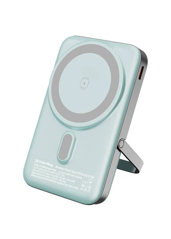 Powerbank 10000 mAh 15W MagSafe & Watch Wireless Aquamarine USB-C PD 22.5W (CW-PB100LPA2MT-WPDD) Colorway (379646553)