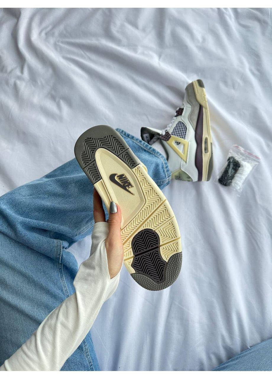 Бежеві Осінні кросівки чоловічі nike air jordan 4 white beige bordo найк аір джордан No Brand