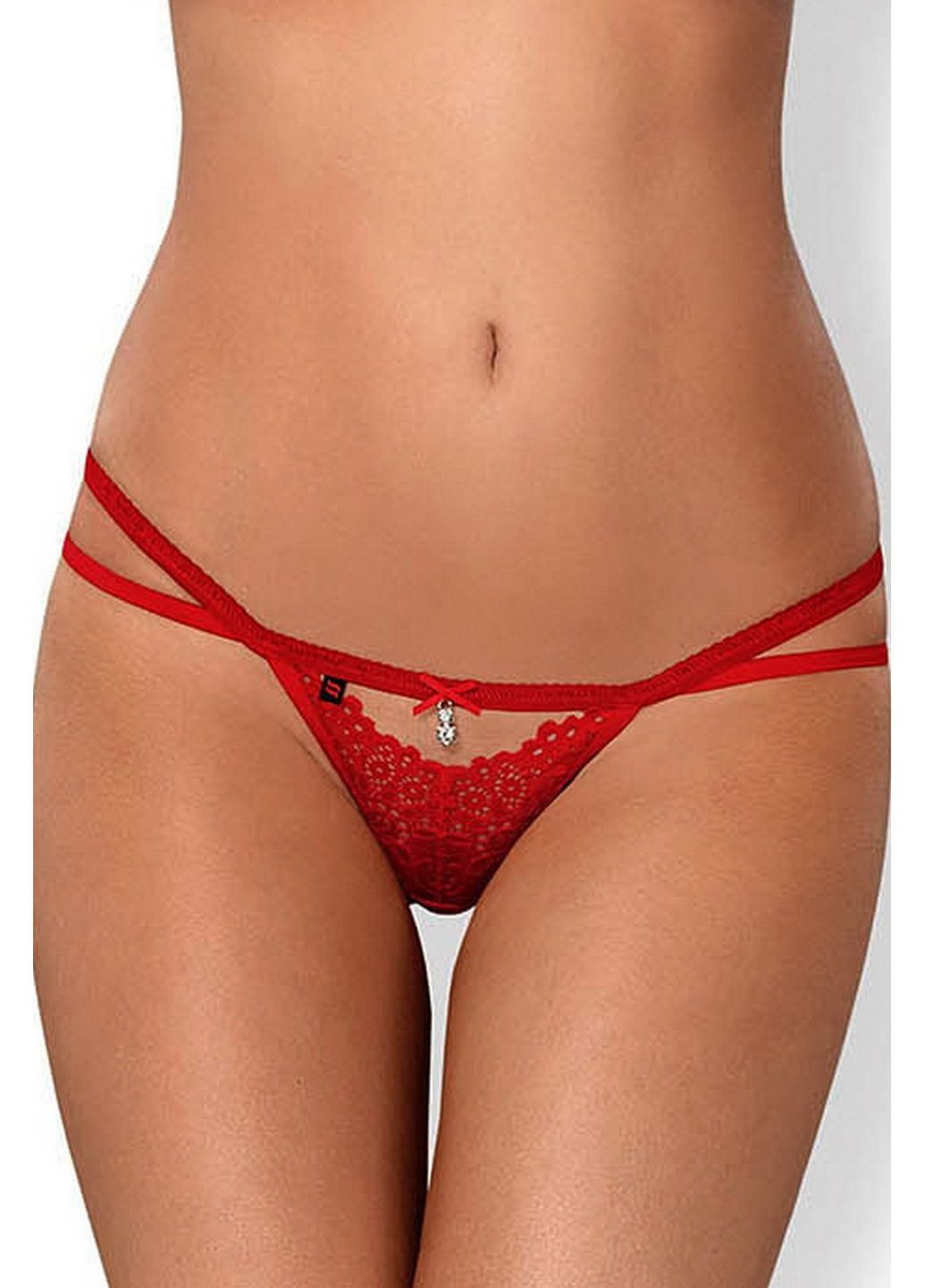 Красный демисезонный стринги с тонкими ремешками 838-tho-3 Obsessive