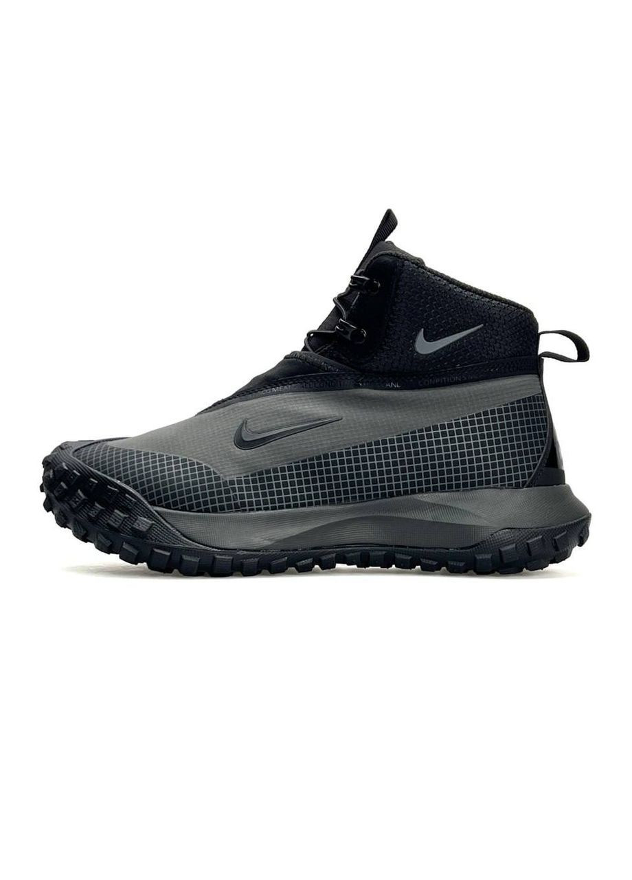 Сірі Зимовий кросівки чоловічі зимові nike No Brand ACG Mountain Fly High Fur Grey Black