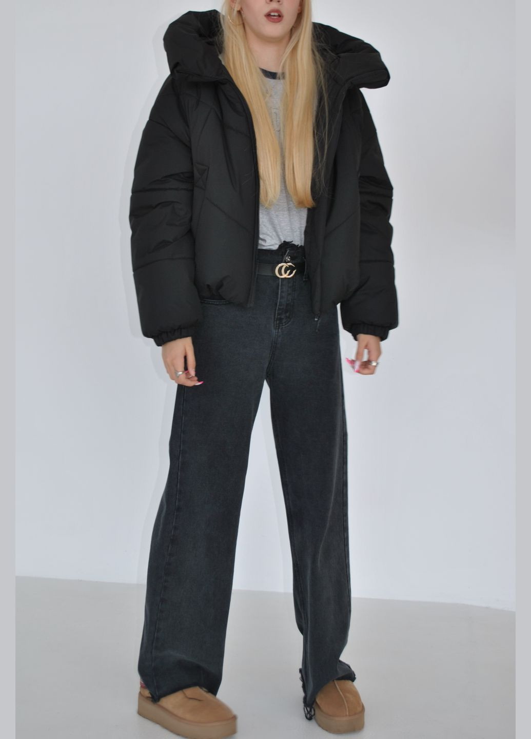 Чорна демісезонна тепла куртка Fashion Club