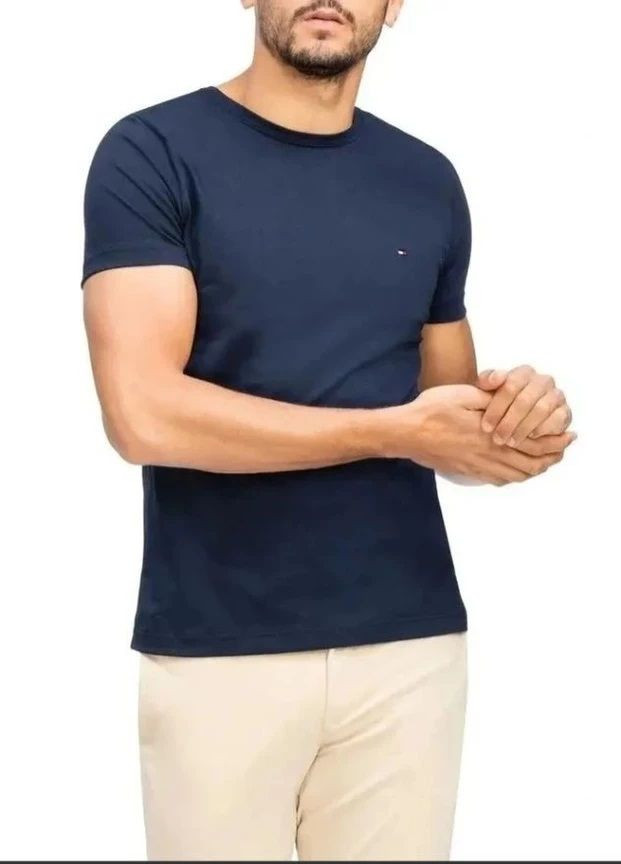 Темно-синяя футболка мужская с коротким рукавом Tommy Hilfiger Essential Cotton Tee Dark Blue