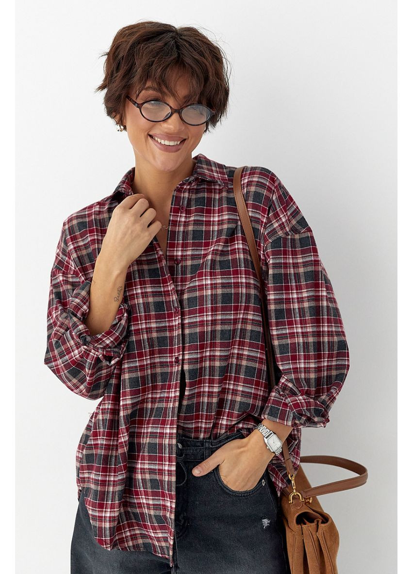 Темно-красная кэжуал рубашка в клетку Lurex