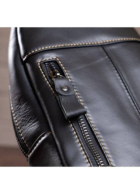 Сумка слінг через плече чоловіча з натуральної шкіри для телефону та документів середня Чорний 38792 Vintage (351403620)