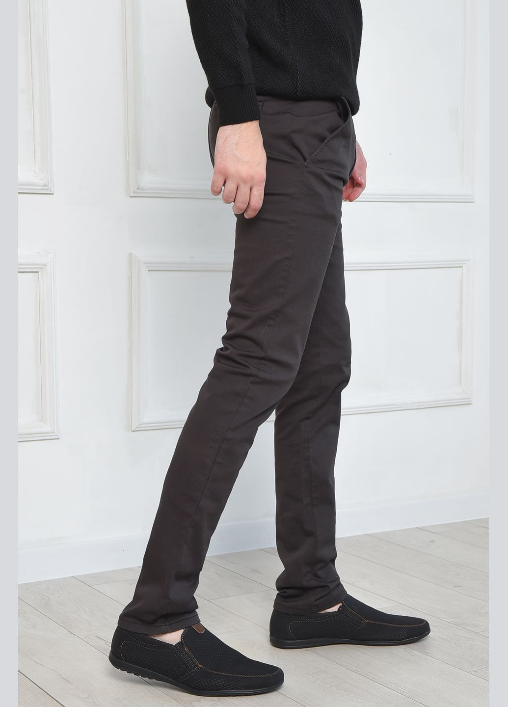 Темно-серые демисезонные прямые штаны мужские темно-серого цвета Let's Shop