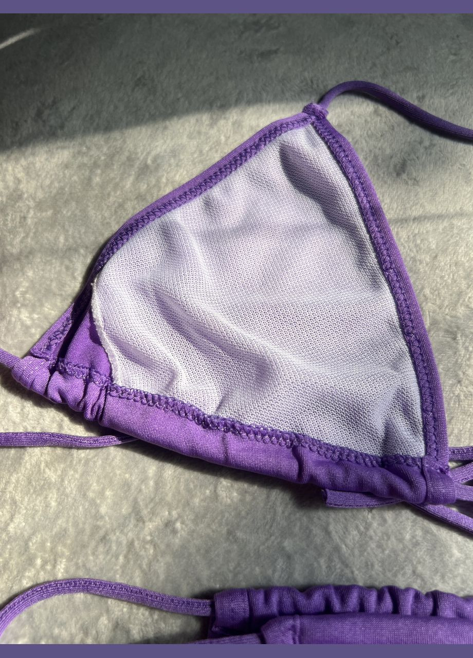 Фиолетовый женский раздельный купальник мини бикини, треугольники шторки и стринги s/m (44/46) Po Fanu