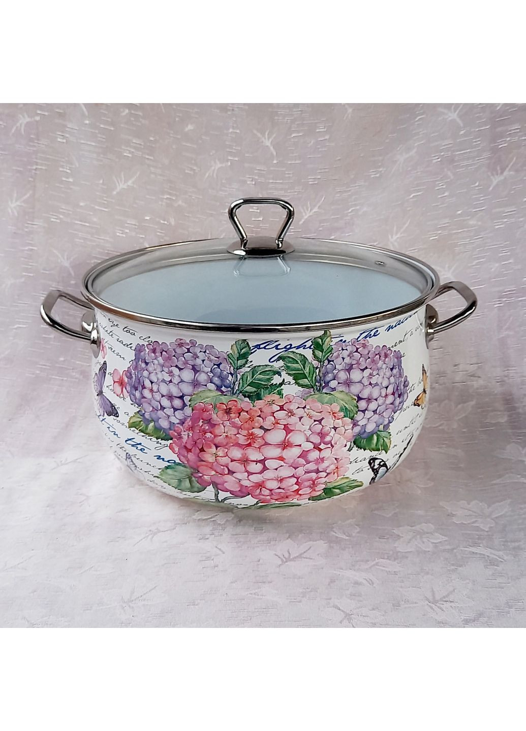 Каструля емальована 15041 "Гортензія" (5,7 л) Interos (370162238)