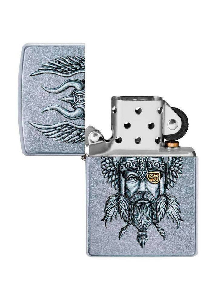 Комплект Зажигалка Viking Warrior Design 29871 + Подарочная упаковка + Бензин + Кремни Zippo (316518012)