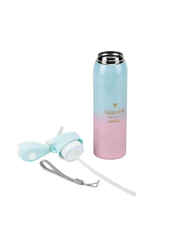Термос "Happiness Comes" блакитно-рожевий градієнт нержавіюча сталь 500 мл No Brand (363831157)