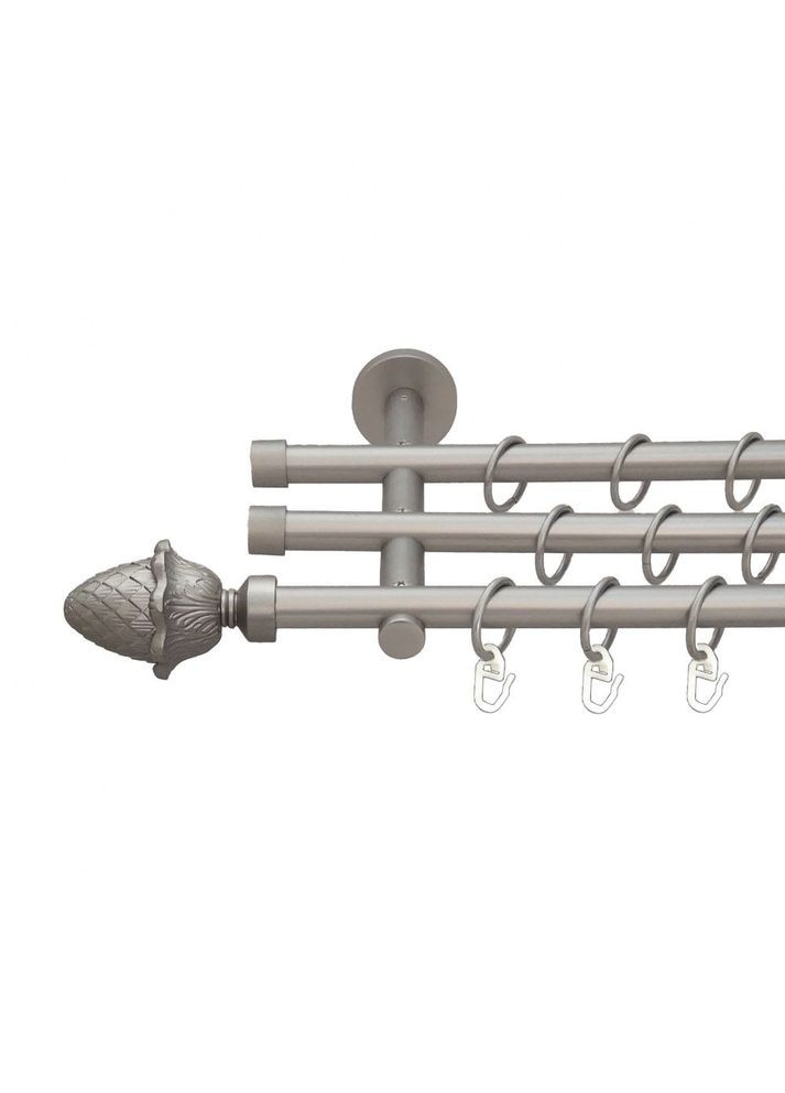 Карниз Цинара металлический трехрядный цилиндр (20 см) гладкая труба Сатин 16\16\16 мм 300 см (6099594) ORVIT (300795368)