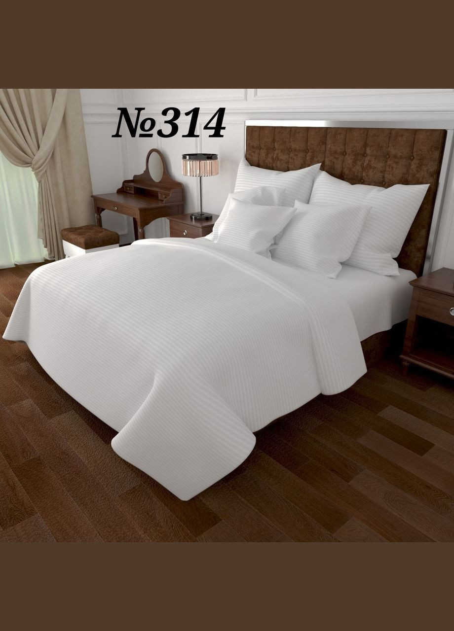 Сімейний комплект постільної білизни бязь біла однотонна смужка (R-314-VS-5) No Brand (303828301)