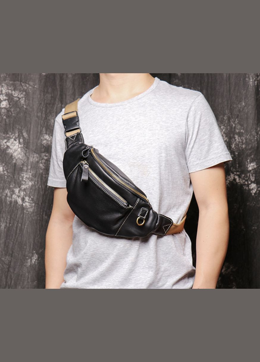 Чоловіча шкіряна сумка бананка на груди. No Brand (346078198)