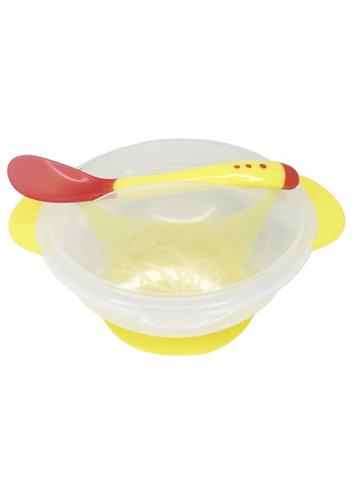 Тарелка на присоске прозрачная Mega Zayka MGZ-0100(Yellow) с термоложкой и крышкой Megazayka (302713644)