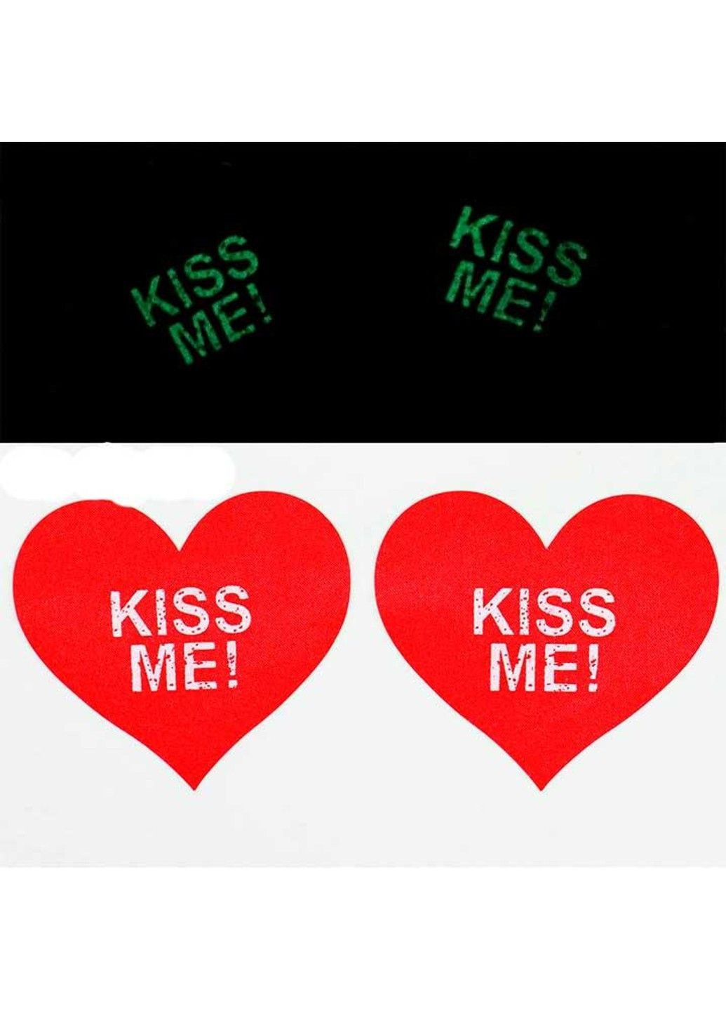 Вінілові наклейки на соски, що світяться, "Kiss Me!" - Садо-мазо No Brand (288538909)