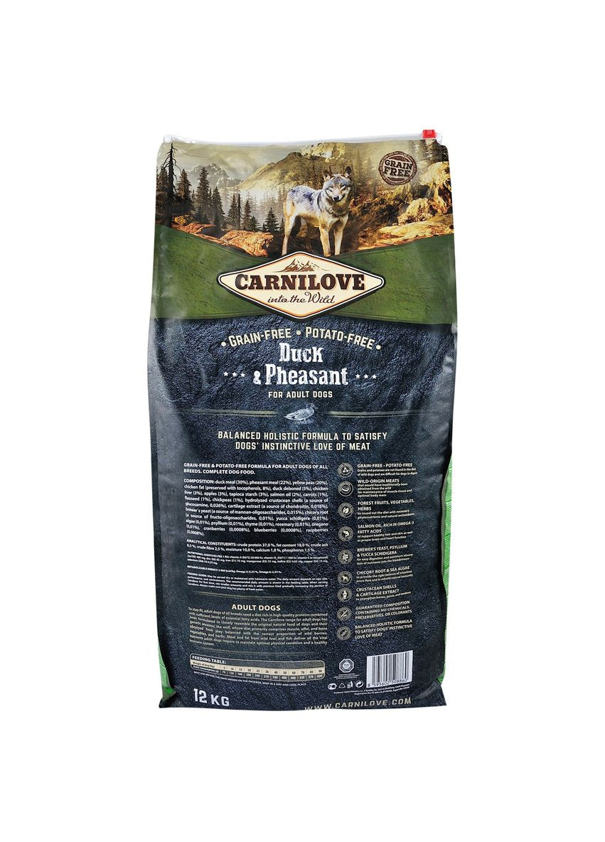 Сухий корм з качкою та фазаном Duck Pheasant Карнілов для собак всіх порід 12 кг (8595602508860) Carnilove (362702013)