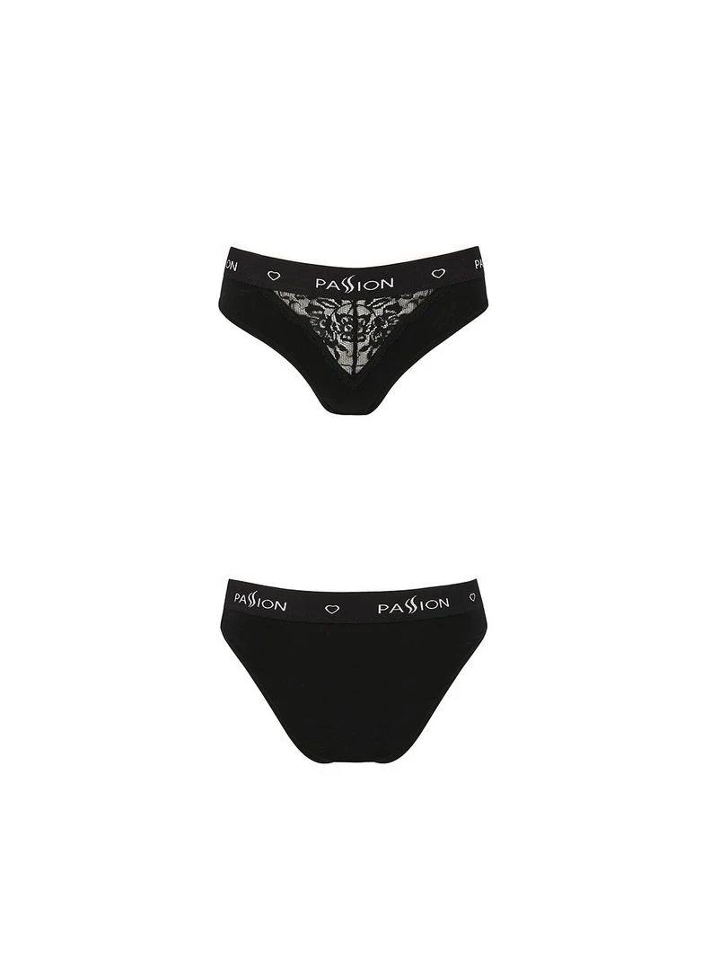 Комбинированный демисезонный трусики с широкой резинкой и кружевом ps001 panties xl, black Passion