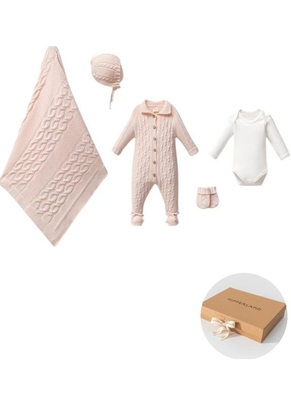 Пудровий дитячий комплект для новонароджених alex 8298 56-62 см пудровий NipperLand