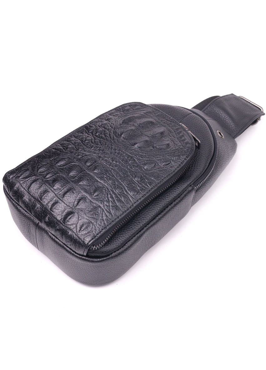 Кожаная сумка слинг мужская через плечо черная размер 17х30х8 см 21400 Vintage (362418520)