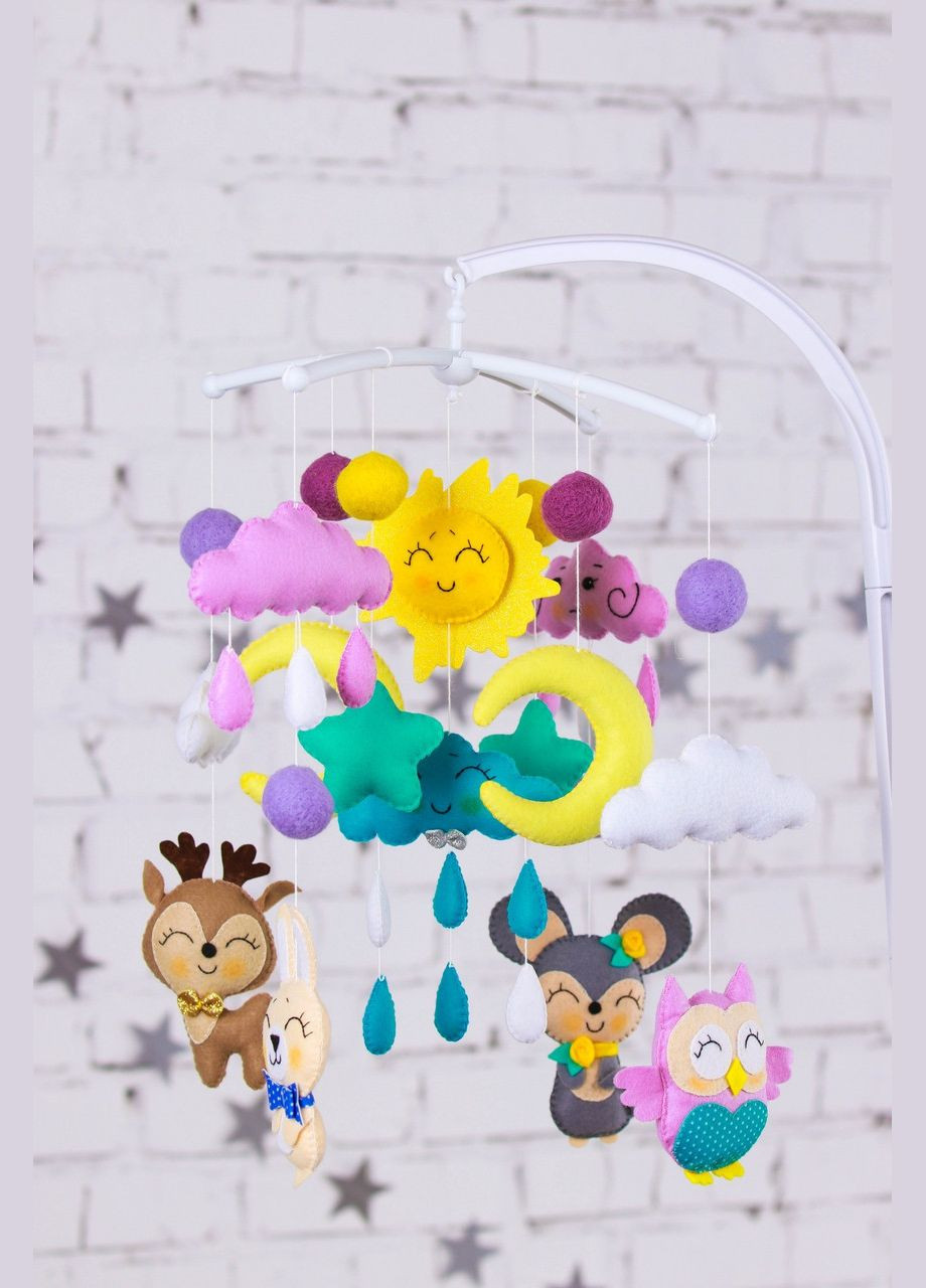 Дитячий музичний мобіль на ліжечко для немовлят WooolyWool «Сонячні сни» з 35 мелодіями (М019) No Brand (342757991)