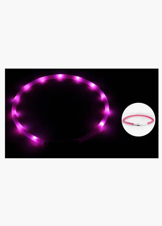 Светящийся LED ошейник для собак с зарядкой 70 см Розовый Ecotoys (269341824)