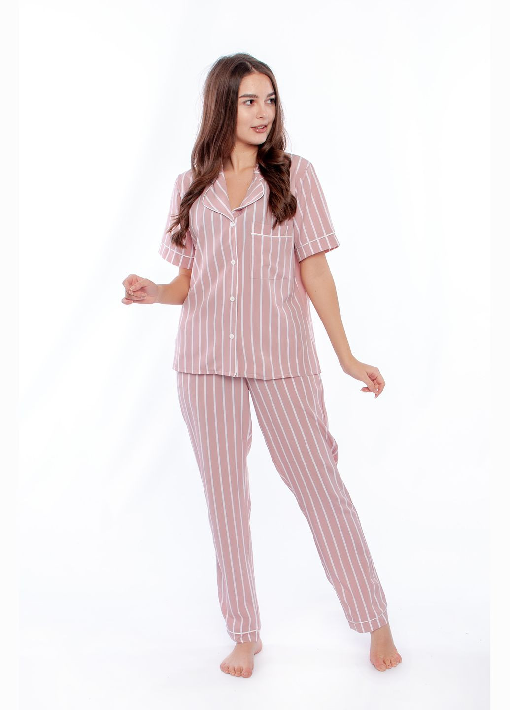 Розовая всесезон пижама женская (сорочка и брюки) lingerie рубашка + брюки Serenade