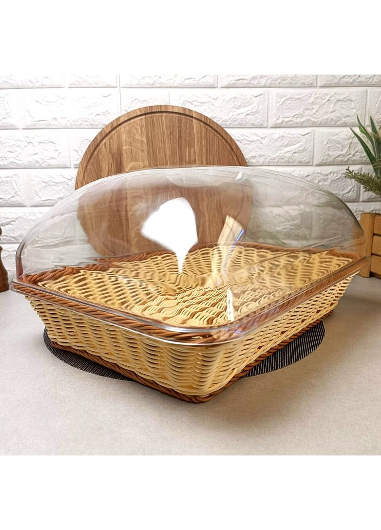 Корзина для продуктів з кришкою 40×29,5×20 см світло-коричнева (7312) No Brand (365815134)