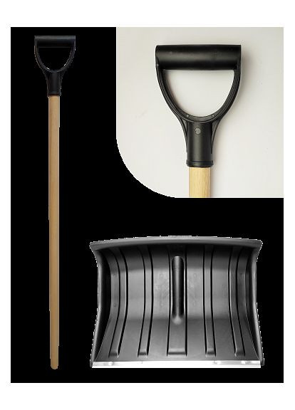 Лопата снігоприбиральна пластикова чорна + дерев`яний держак, (Польща) ПТ-9303 RAMP (352748244)