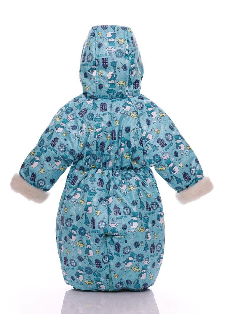 Комбинезон Трансформер на меху с принтом Снеговичков мятный 86 см (35577) BABYKROHA (315424036)