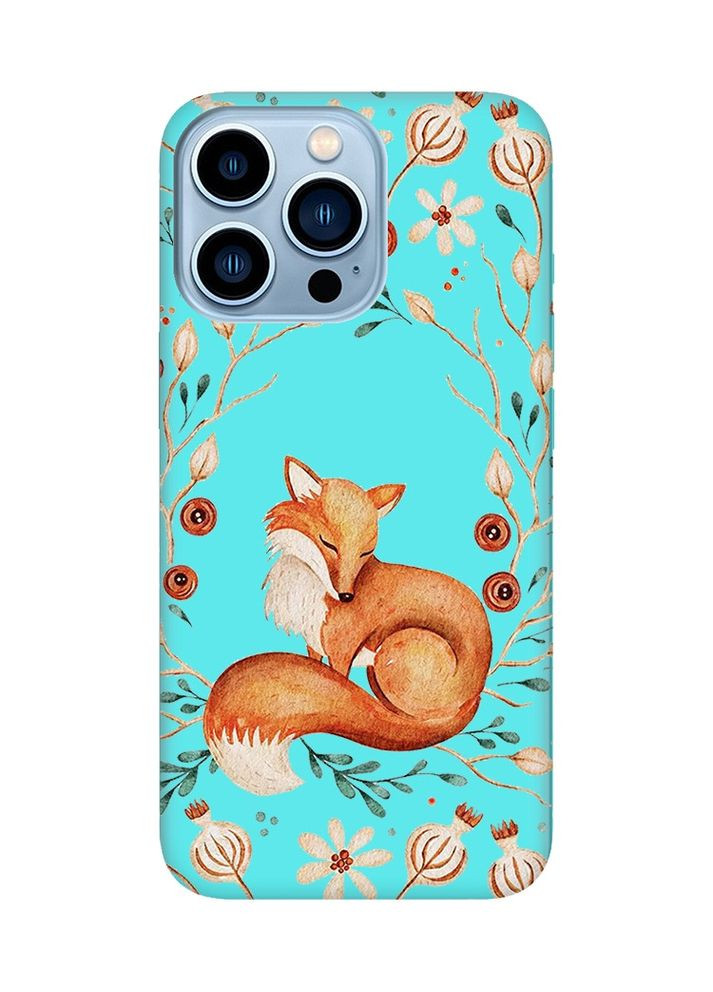 Матовий бірюзовий чохол на Apple iPhone 13 Pro Max Лисичка (принт 420) Creative (368775154)
