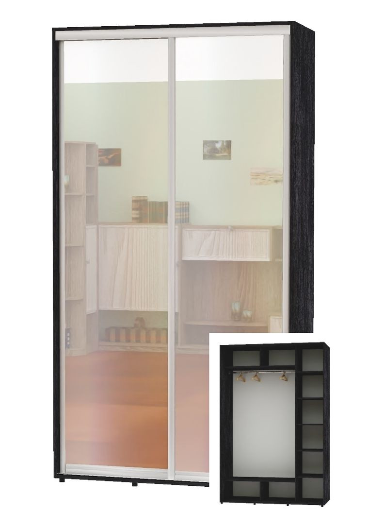 Шафа-купе дводверна 160*60*220 Бетон темний 2 двері Дзеркало Алекса (360446177)