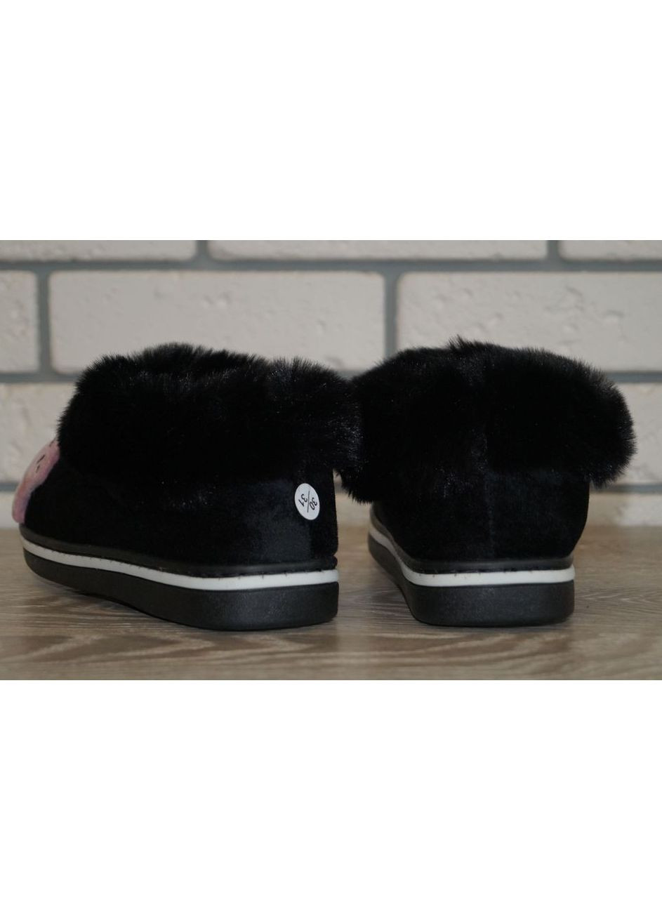 Тапочки дитячі Чуні з милим котиком чорні з рожевим Lion (285710596)