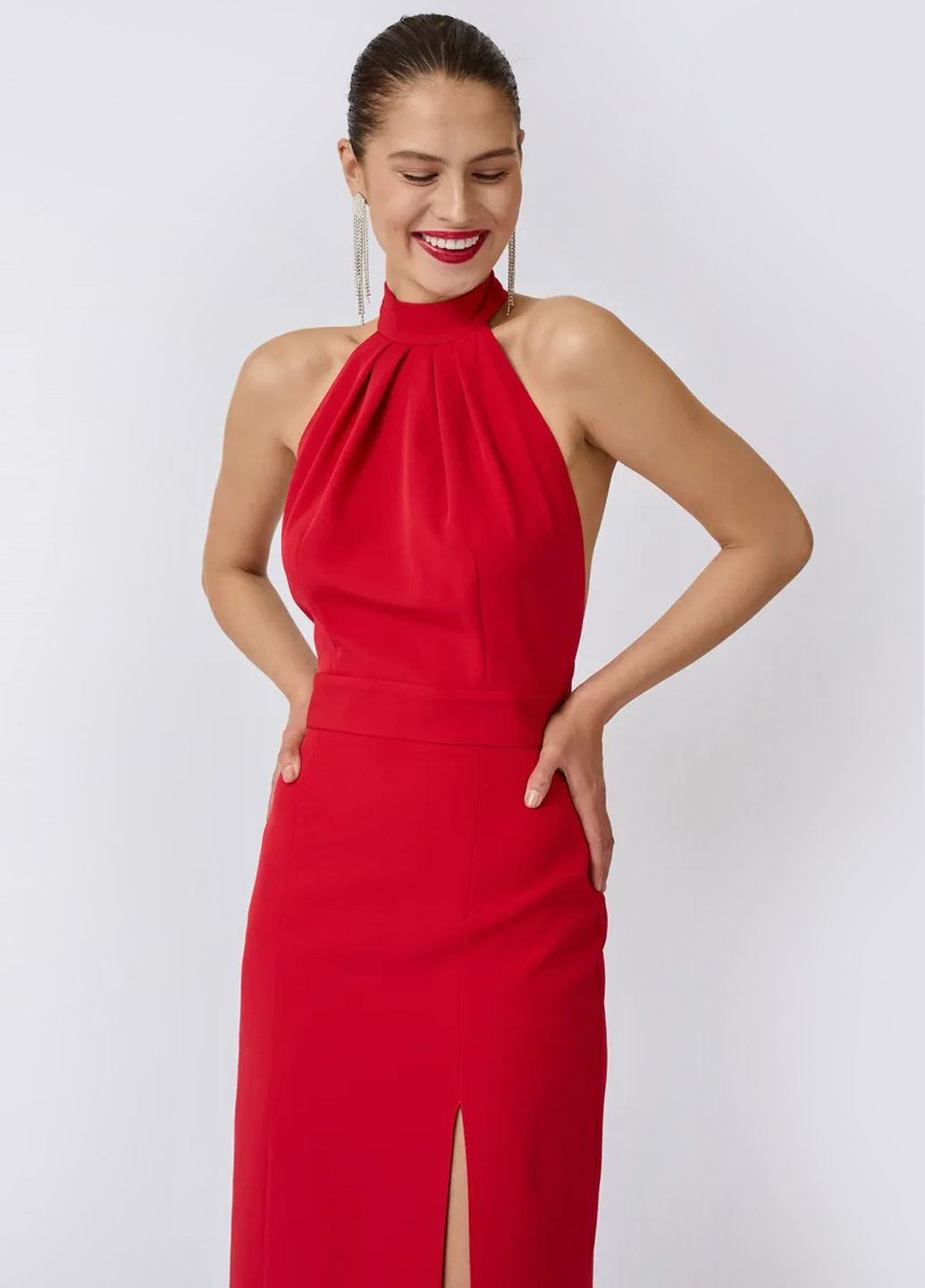 Красное праздничный, вечернее платье летнее с открытой спиной Egostyle