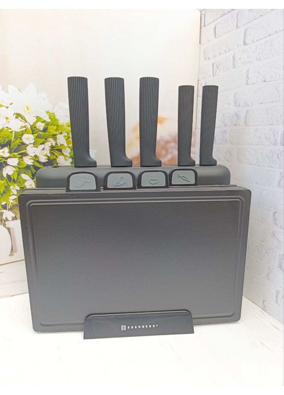 Копія Набір обробних дощок та кухонних ножів EB-3620 10 предметів Чорний Edenberg (364674963)