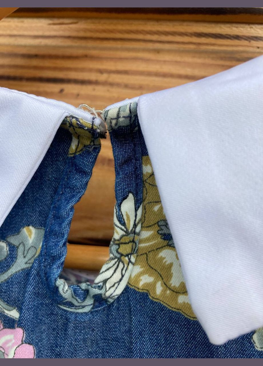 Синя повсякденний жіноча тонкая стильна сукня 48 розмір No Brand з квітковим принтом